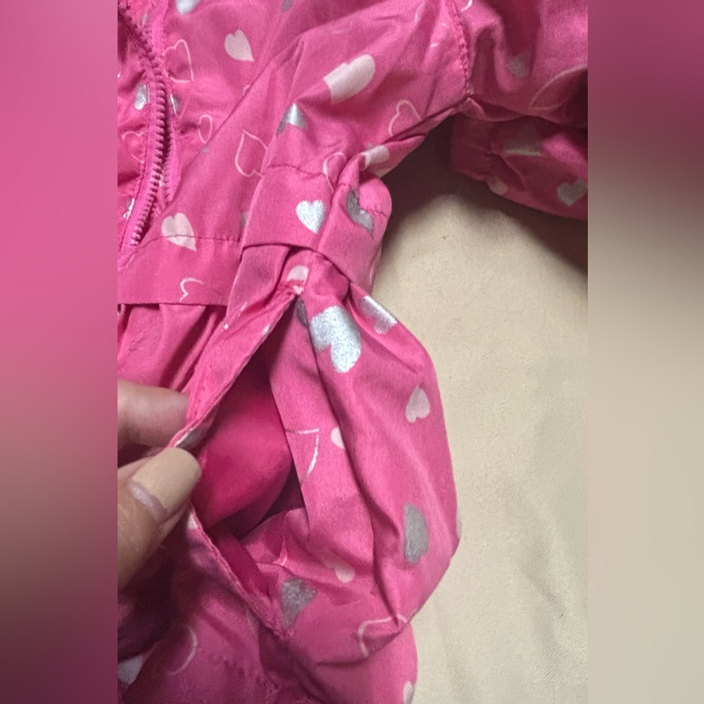 DKNY Pink Kids Raincoat with Heart Pattern - Picture 16 of 16
